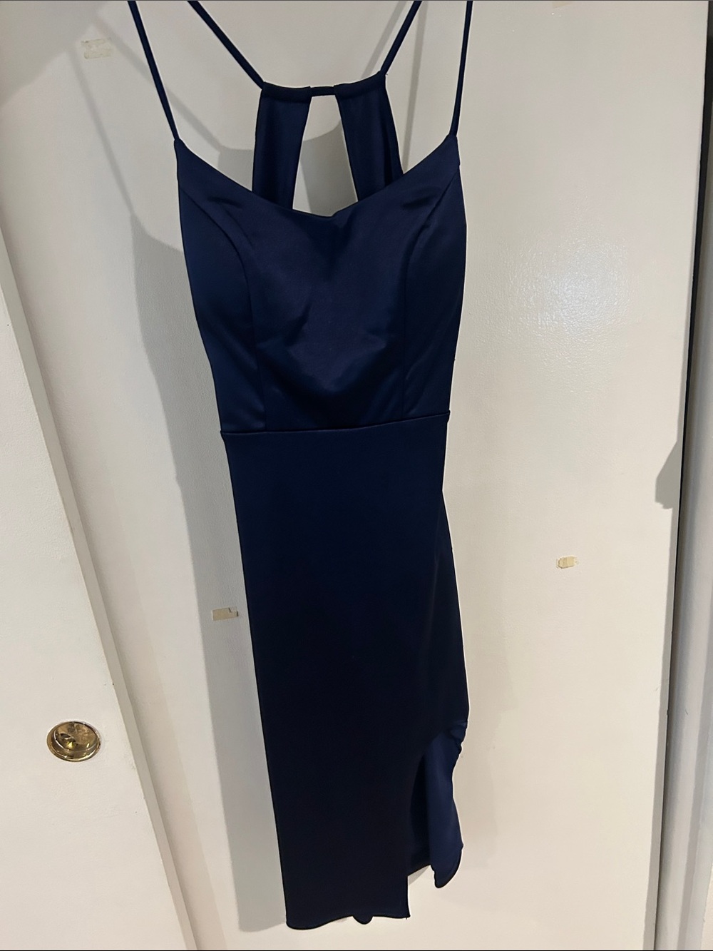 City Studio Navy Spaghetti-Strap Midi Dress with Back Detail